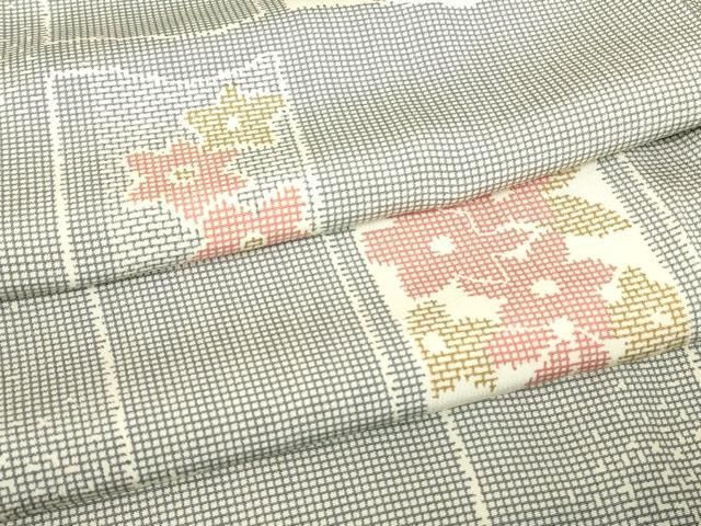 平和屋着物▽上質な小紋　単衣　色紙花文　正絹　逸品　DABE4650az 18,200円