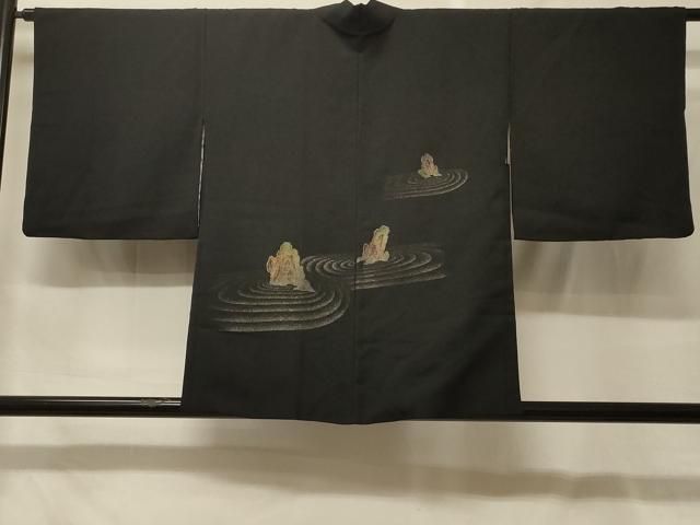 平和屋着物＃羽織　寿光織　枯山水　黒地　金銀糸　正絹　逸品　CABF9064in