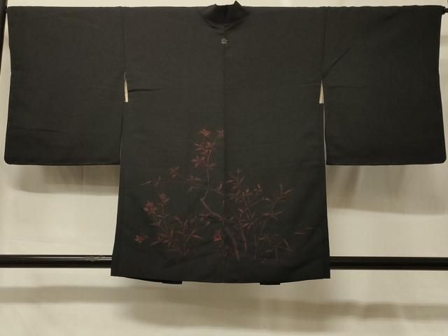 平和屋着物＃羽織　枝葉文　黒地　正絹　逸品　未使用　CABF9066in