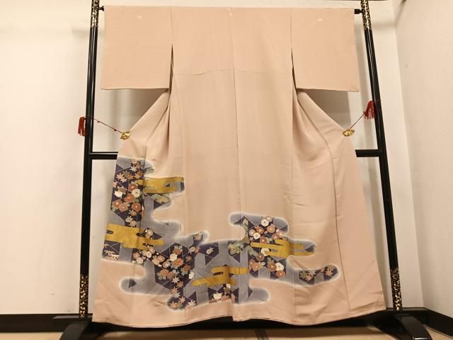 平和屋着物●創業460年・千總　色留袖　駒刺繍　エ霞草花文　暈し染め　金彩　正絹　逸品　AABI6249ph