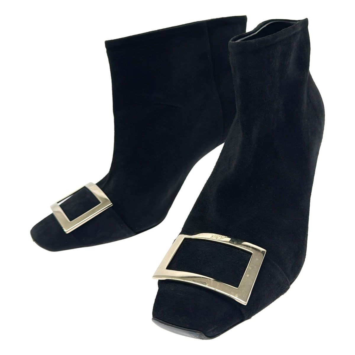 Roger Vivier ロジェ ヴィヴィエ スウェードレザーヒールショートブーティ ブラック 40