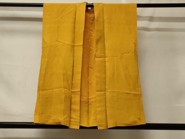 平和屋着物＃男性　袖無し羽織　色無地　山吹色　正絹　逸品　CABF9089in
