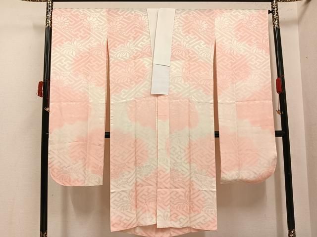 平和屋着物●振袖用長襦袢　紗綾形草花地紋　暈し染め　正絹　逸品　AABI6259ph