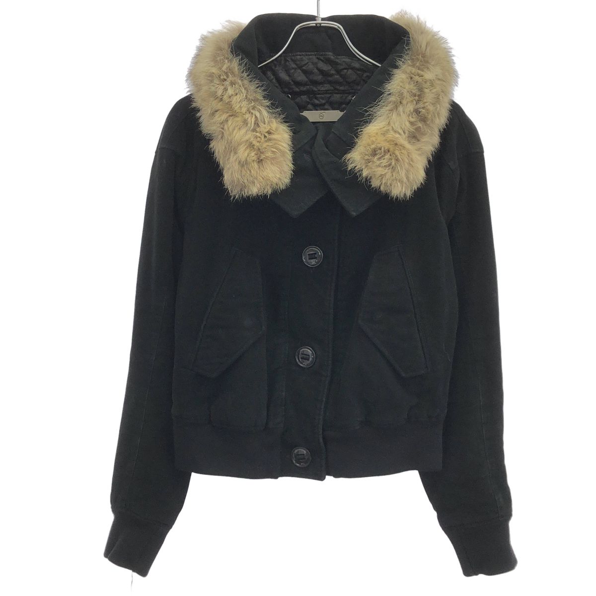 McQ ALEXANDER McQUEEN マックキュー アレキサンダーマックイーン ファーカラーボンバージャケット JR00-HA-1203 ブラック 40