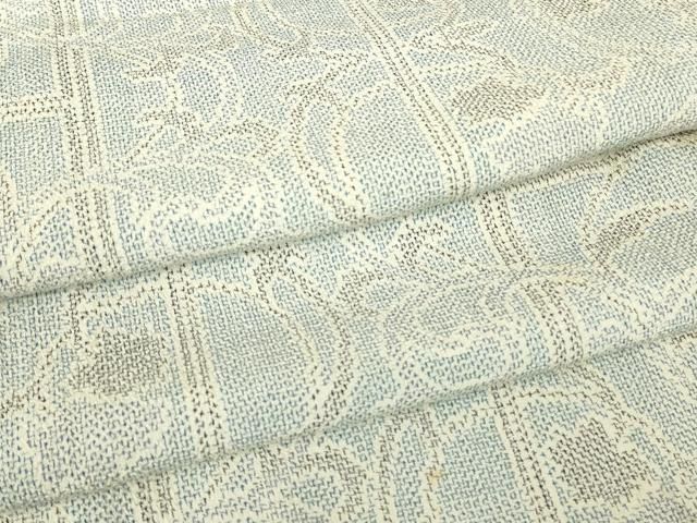 平和屋着物▽本塩沢　単衣　花唐草文　正絹　逸品　DABE4643az
