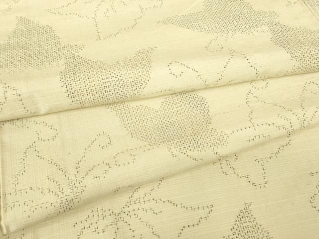 平和屋着物▽上質な紬　単衣　舞蝶文　正絹　逸品　DABE4644az