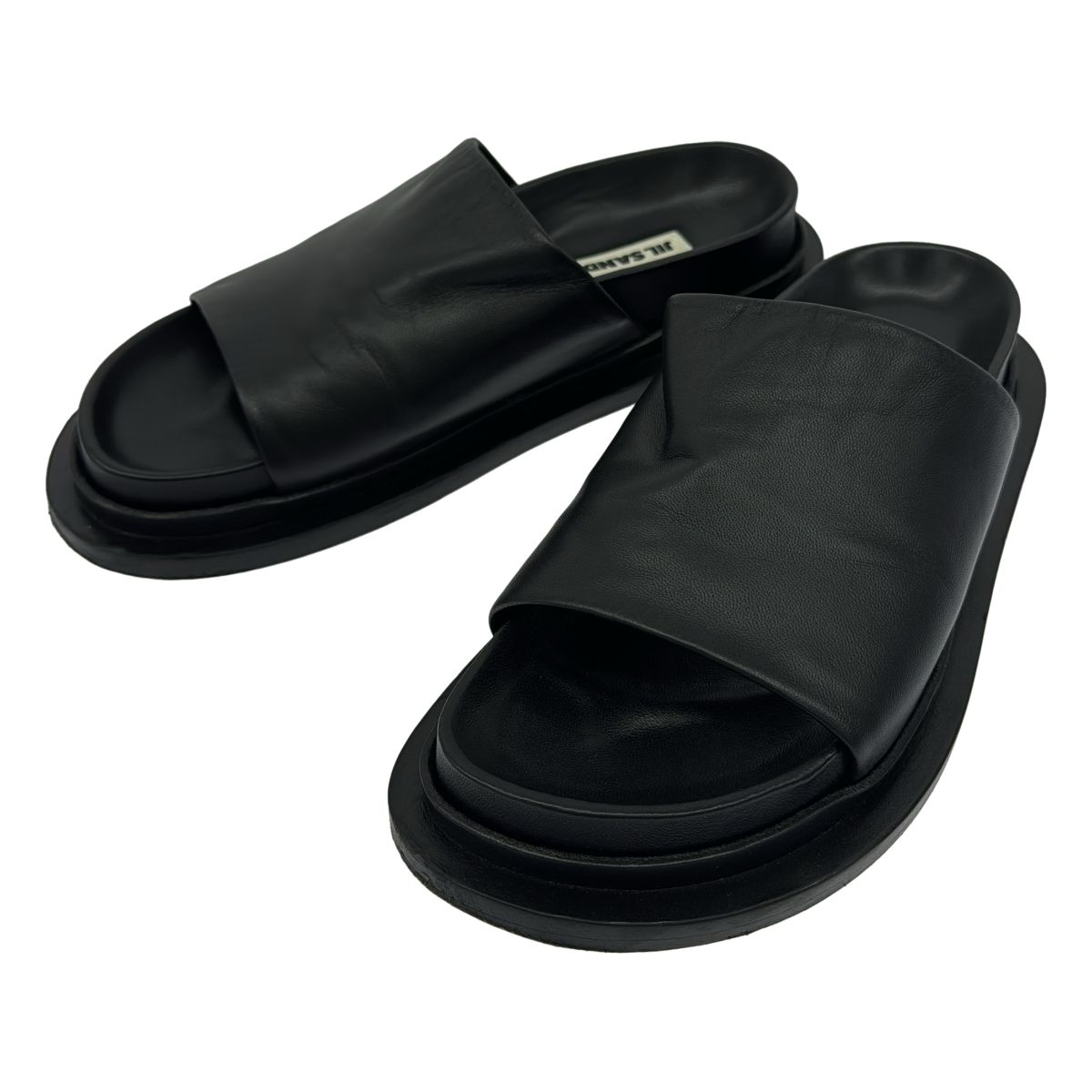 JIL SANDER ジルサンダー レザースライドサンダル ブラック 38