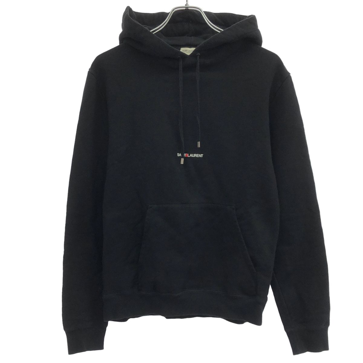 SAINT LAURENT PARIS サンローラン パリ ロゴプリントプルオーバースウェットパーカー 677259 YB2PG ブラック M