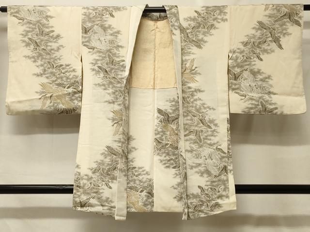 平和屋着物＃羽織　寿光織　舞鶴文　金銀糸　正絹　逸品　CABF9012in
