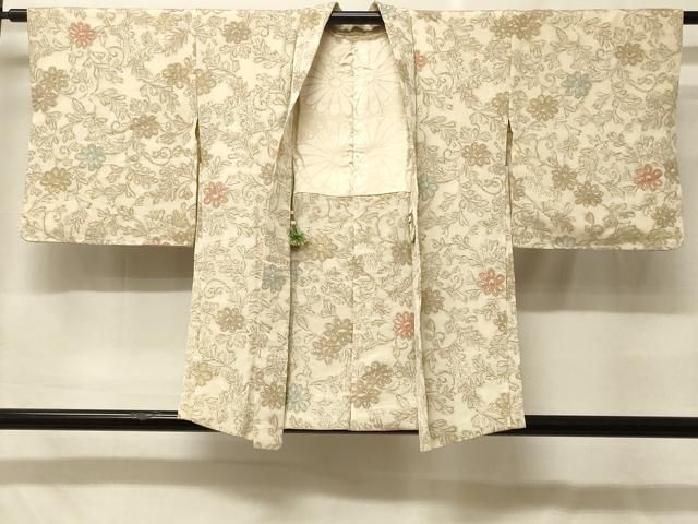 平和屋着物＃羽織　寿光織　草花文　金糸　正絹　逸品　CABF9018in