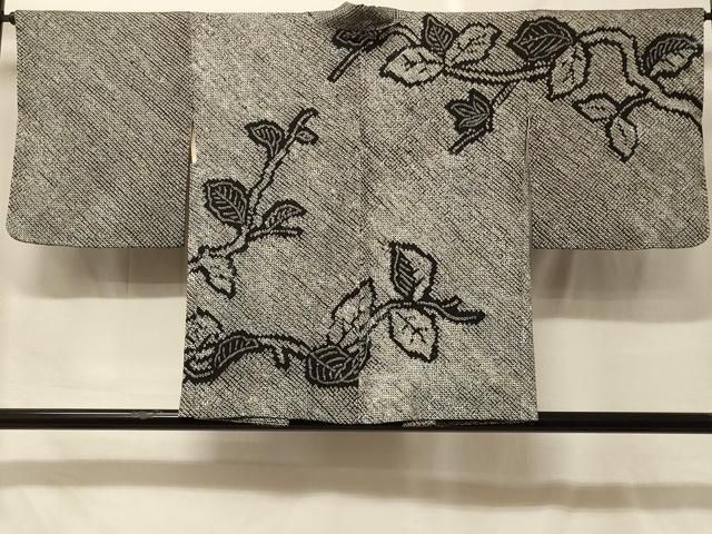 平和屋着物＃羽織　総絞り　枝葉文　黒地　正絹　逸品　CABF9036in