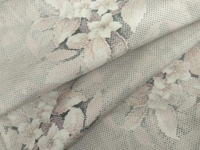 平和屋着物▽本場大島紬　単衣　白大島　9マルキ　草花文　正絹　逸品　AABI6135cs