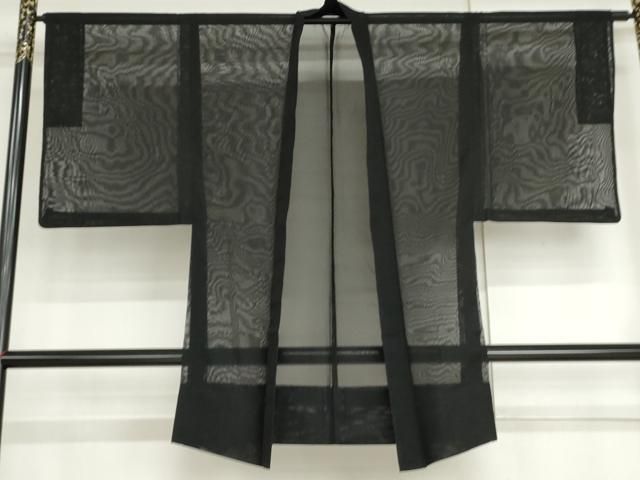 平和屋着物▽男性　羽織　スリーシーズン　春夏秋　塵除け　黒地　正絹　逸品　AABI6138cs