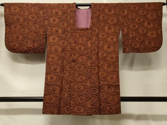 平和屋着物＃道行コート　幾何学文様　正絹　逸品　CABF9058in