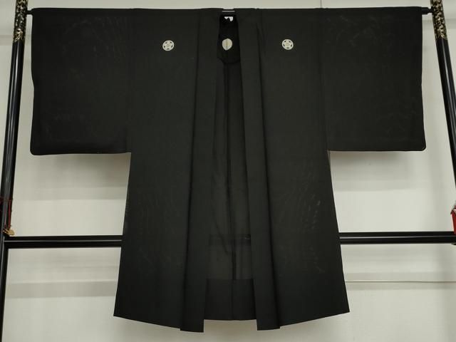 平和屋着物▽男性　黒紋付　羽織　スリーシーズン　春夏秋　塵除け　正絹　逸品　AABI6160cs