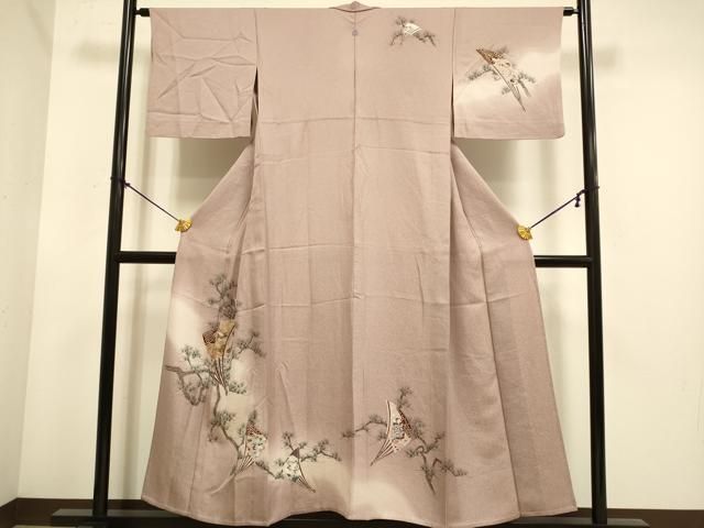 平和屋着物▽訪問着　単衣　扇花松文　暈し染め　正絹　逸品　DABE9866du