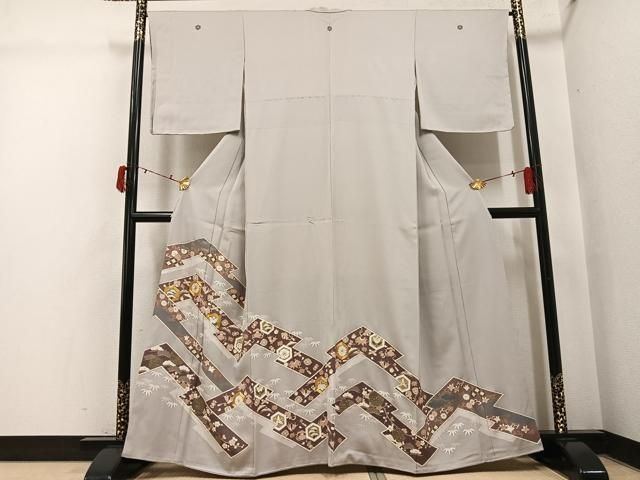 平和屋着物●豪華色留袖　駒刺繍　草花宝尽くし　金彩　正絹　逸品　AABI4954ph 23,998円