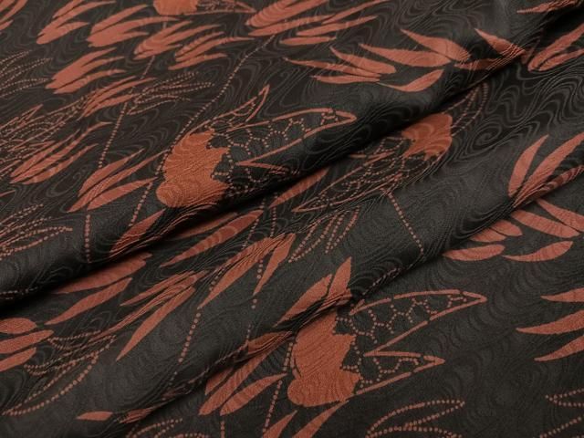 平和屋着物●上質な小紋　草木文　黒地　正絹　逸品　AABI6208ph