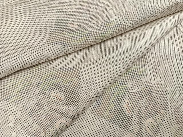 平和屋着物●本場大島紬　白大島　カタス7マルキ　草花文　正絹　逸品　未使用　AABI6211ph