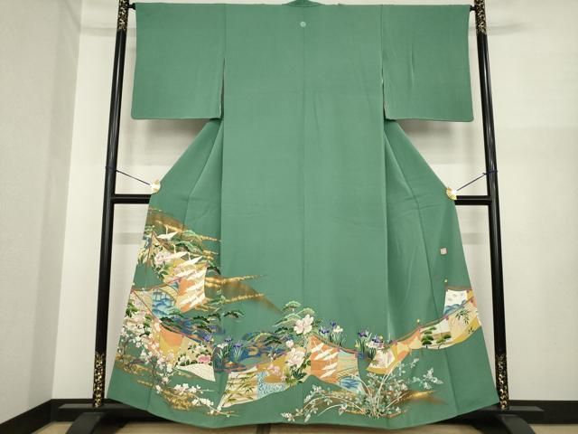 平和屋着物●豪華色留袖　作家物　駒刺繍　飛鶴風景花文　正絹　逸品　AABI5341ck 24,674円