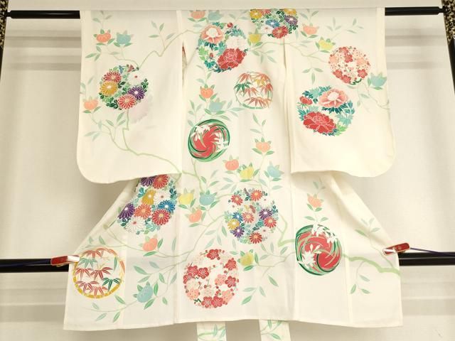 平和屋着物[]夏物　七五三　女の子　３歳　祝着　一つ身　絽　花丸文　銀彩　逸品　AABI2720ja