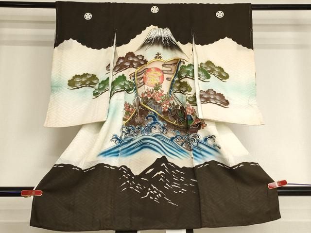 平和屋着物[]お宮参り　男の子　祝着　産着　初着　のしめ　刺繍　宝船文　暈し染め　金糸　金彩　逸品　AABI2722ja