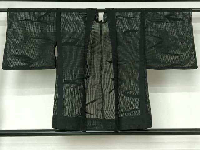 平和屋着物▽羽織　スリーシーズン　春夏秋　塵除け　流水文　黒地　正絹　逸品　AABI6966jh