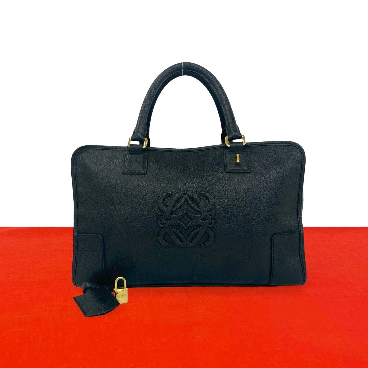ほぼ未使用 希少品 LOEWE ロエベ アマソナ 36 アナグラム ロゴ レザー
