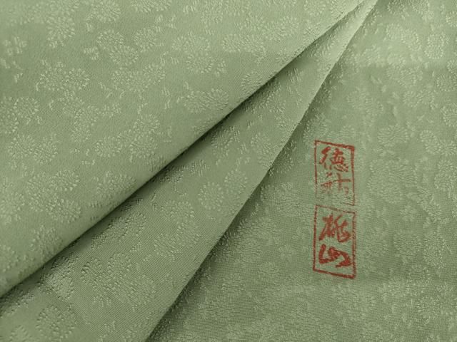 平和屋着物●上質な色無地　作家物　徳祐　菊地紋　山葵色　正絹　逸品　AABI6108cs