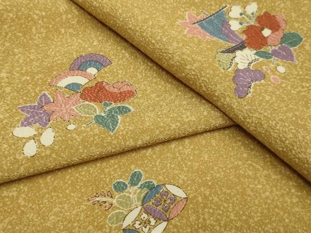 平和屋着物▽小紋　単衣　吉祥花文　洗える着物　DABE9790du