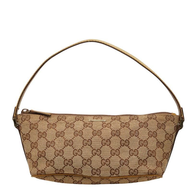 グッチ GGキャンバス ワンショルダーバッグ ハンドバッグ 141809 ベージュ グリーン系 キャンバス レザー レディース GUCCI【1-0273417】