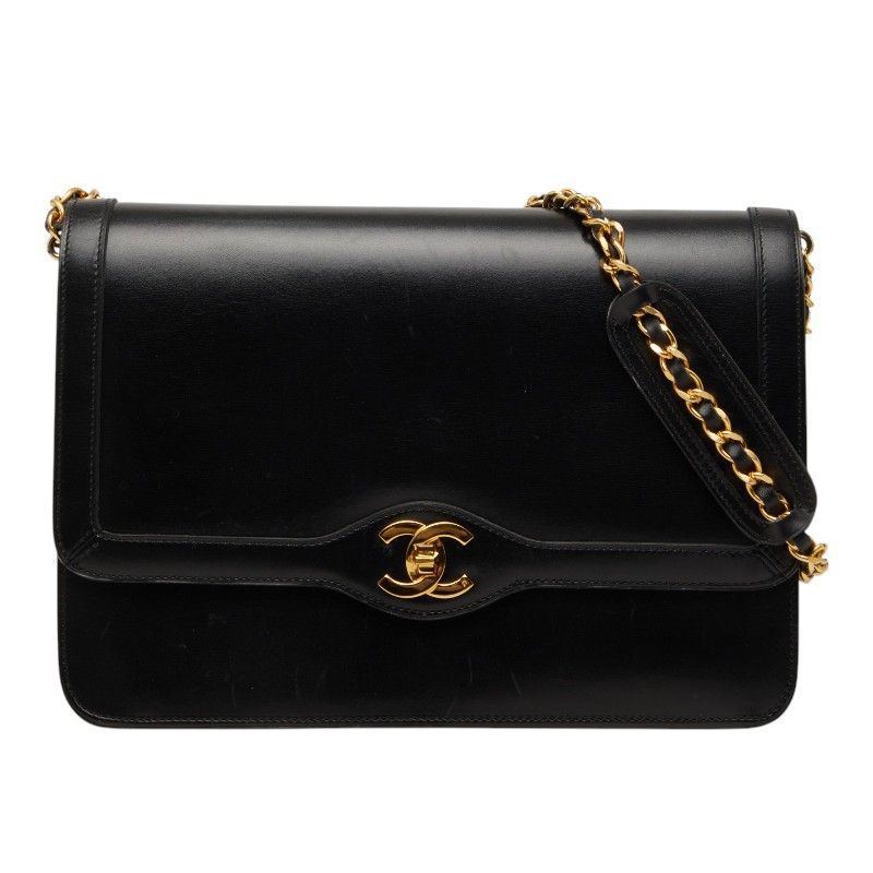 シャネル ココマーク チェーン ショルダーバッグ ブラック レザー レディース CHANEL【228-73537】