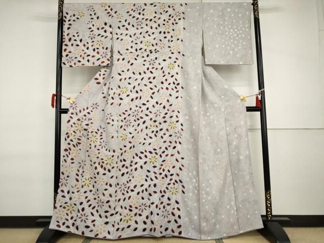 平和屋着物●訪問着　作家物　満夫　枝花文　三越扱い　正絹　逸品　AABI6133cs