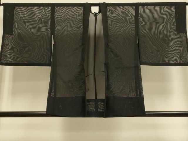 平和屋着物▽羽織 スリーシーズン 春夏秋 塵除け 紗 草花文 黒地 正絹 逸品 DABE9807du