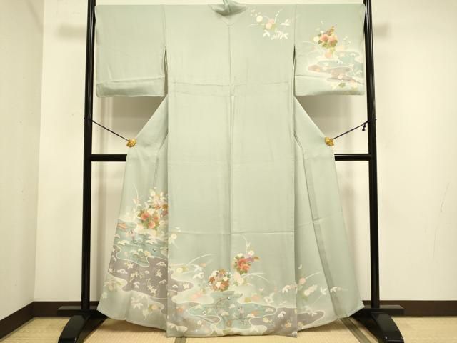 平和屋着物▽訪問着　単衣　宝尽くし花文　暈し染め　金彩　正絹　逸品　DABE9810du