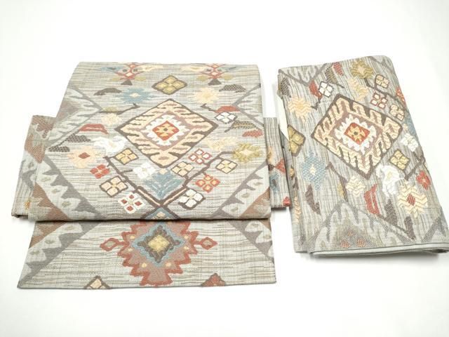 平和屋着物●つけ帯 唐織 動物花文 金糸 正絹 逸品 CABG6009hy