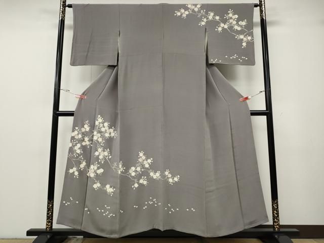 平和屋着物●訪問着　駒刺繍　枝桜文　鬼しぼ縮緬　正絹　逸品　CABG5332ut