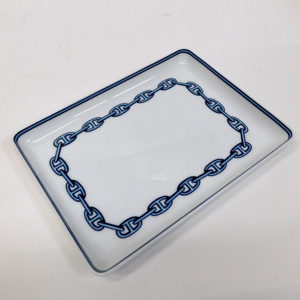 Hn614962 皿 エルメス シェーヌダンクル スクエアプレート 中古・超美