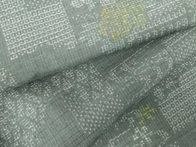 平和屋着物●結城紬　80亀甲　流水花文　正絹　逸品　未使用　DABF3177op