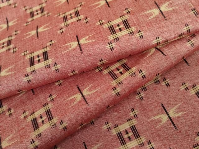 平和屋着物●上質な紬　琉球絣文様　正絹　逸品　AABI6087cs