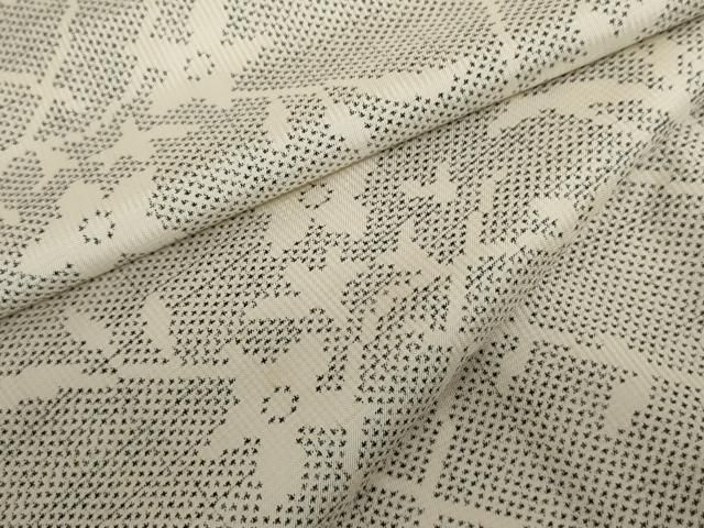平和屋着物●本場大島紬　白大島　一元絣　枝花文　正絹　逸品　AABI6098cs