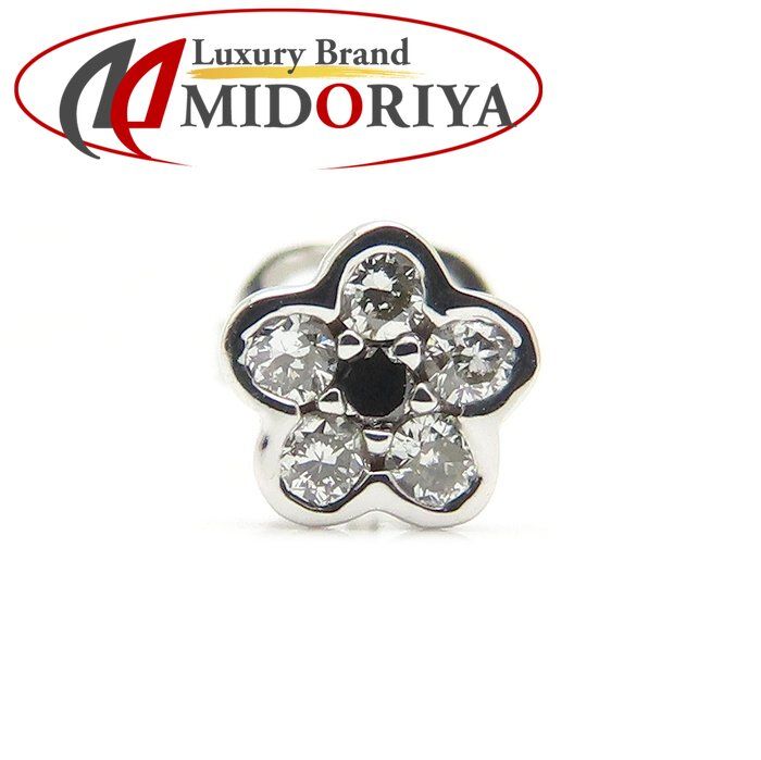 Ponte Vecchio ポンテヴェキオ ダイヤモンド ピアス フラワーモチーフ ダイヤモンド0.08ct ブラックダイヤモンド0.01ct 片方のみ K18WG ホワイトゴールド レディース/295590【中古】【BJ】 16,042円