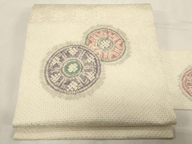 平和屋着物●名門　藤娘きぬたや・総絞り　九寸名古屋帯　片輪車文　正絹　逸品　CABG2987dy