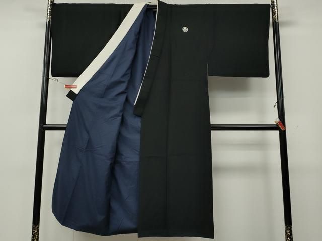 平和屋着物○男性 黒紋付・羽織セット 羽裏：人物風景文 キングサイズ