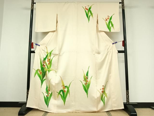 平和屋着物▽訪問着 単衣 草花文 金彩 正絹 逸品 AABI5044jh