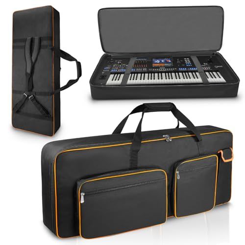 Keyboard Case for 76 Keys, Keyboard Bag, Electronic Piano Case, 10mm Thick, 600D Oxford Cloth, Shock Resistant, Lightweight, Waterproof, Dustproof, 5 Pockets, 2 Anti-slip Pads, 120 x 48 x 15.5 cm (for 76 keys) (for Okinawa and remote islands b957614b