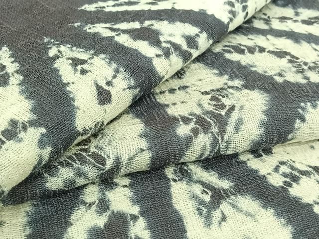 平和屋着物▽上質な紬　単衣　絞り　麻の葉文様　正絹　逸品　AABI5045jh