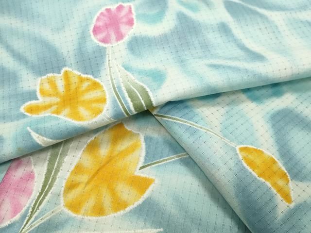 平和屋着物∴夏物　浴衣　チューリップ　綿　逸品　CABG4074gh