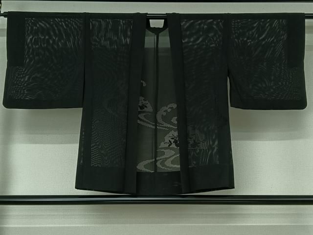平和屋着物▽羽織　スリーシーズン　春夏秋　塵除け　刺繍　立波雪輪花文　黒地　正絹　逸品　AABI5053jh 7,592円