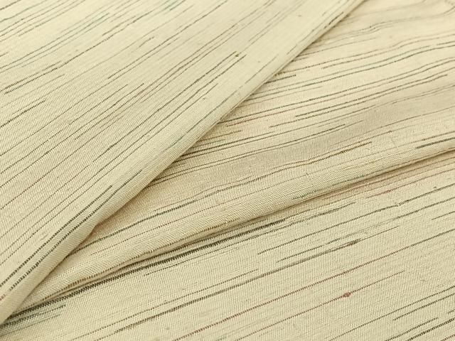 平和屋着物▽上質な紬　単衣　横段文　正絹　逸品　AABI5064jh